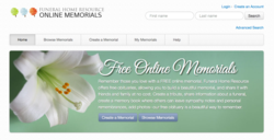 picture of home page of Funeral Home Resource Online Memorials site
